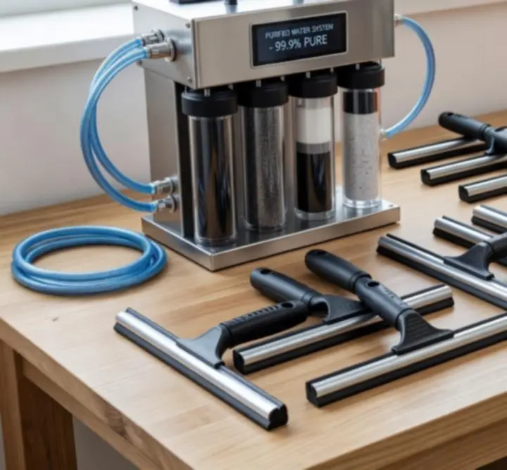 Profesjonalny sprzęt i środki do mycia okien używane przez Clean Window Home