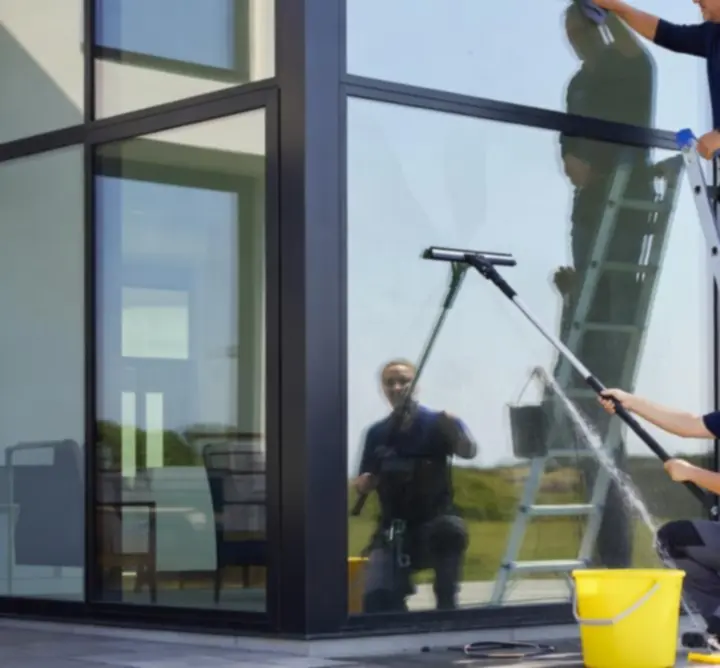 Zespół Clean Window Home podczas profesjonalnego mycia okien