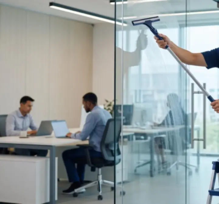 Czyste okna w biurze wpływające na pierwsze wrażenie klientów