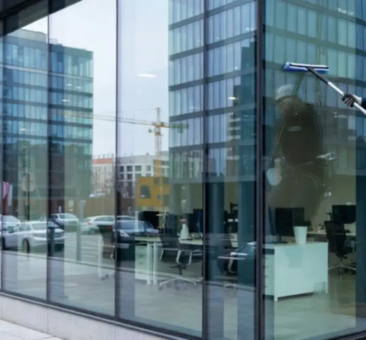 Mycie przeszkleń biurowych w nowoczesnym biurowcu